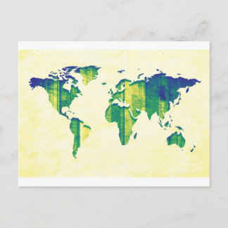 Cartão Postal Mapa de Listras Azuis Amarelas Verdes