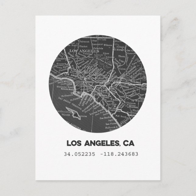 Cartão Postal Mapa de Los Angeles (Frente)