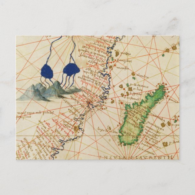 Cartão Postal Mapa de Madagáscar (Frente)