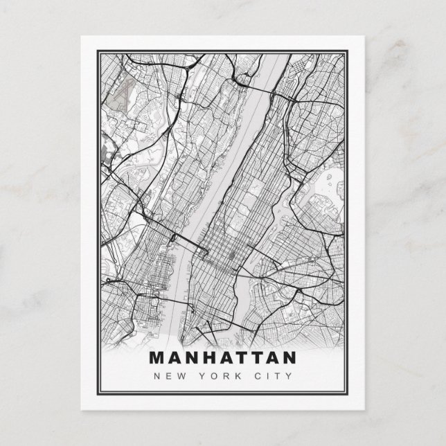 Cartão Postal Mapa de Manhattan (Frente)