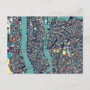 Cartão Postal Mapa de Manhattan Nova Iorque