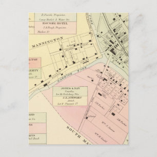 Cartão Postal Mapa de Mannington, Virgínia Ocidental