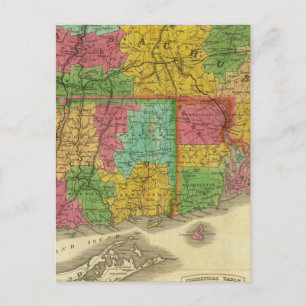 Cartão Postal Mapa de Massachusetts e Connecticut
