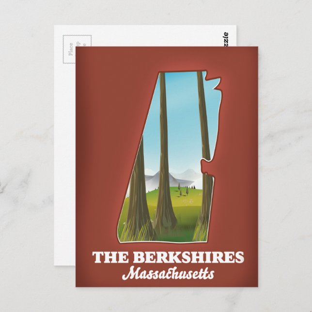 Cartão Postal Mapa de Massachusetts em Berkshires (Frente/Verso)
