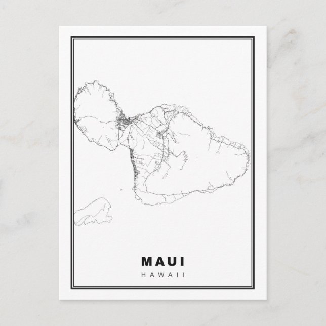 Cartão Postal Mapa de Maui (Frente)