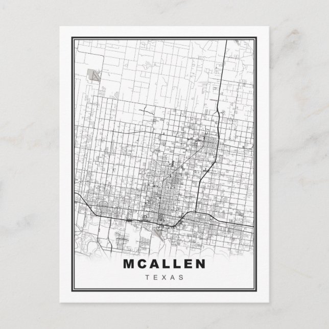 Cartão Postal Mapa de McAllen (Frente)