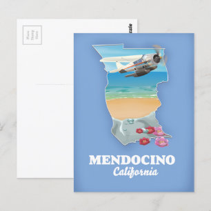 Cartão Postal Mapa de Mendocino Califórnia