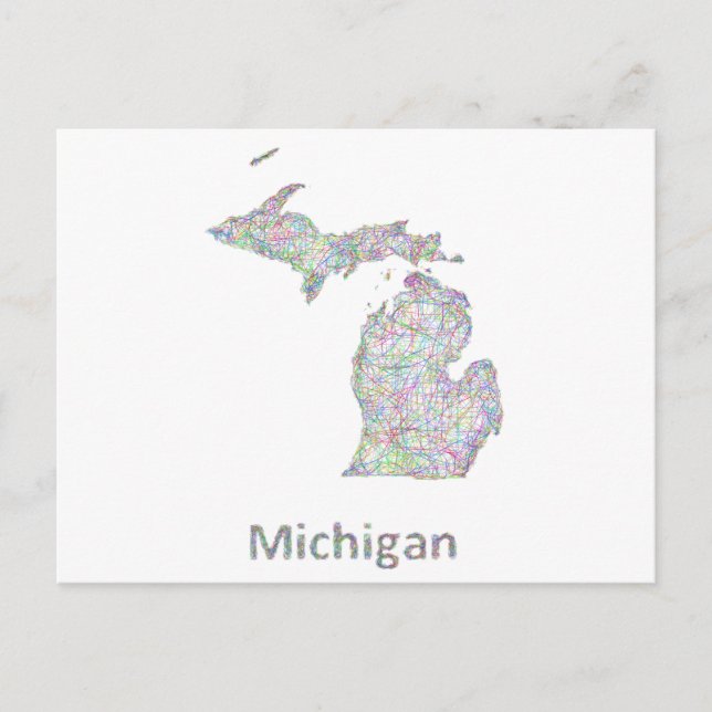 Cartão Postal mapa de Michigan (Frente)