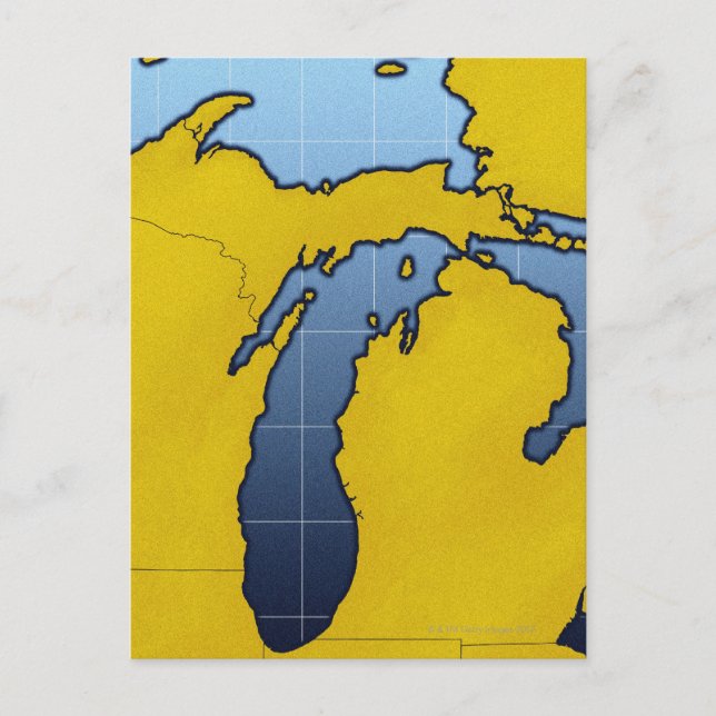 Cartão Postal Mapa de Michigan 2 (Frente)