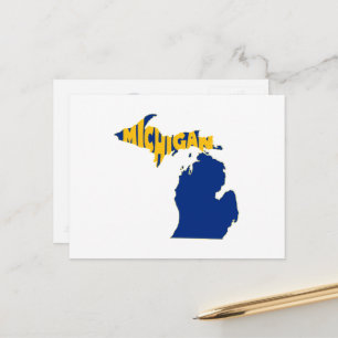 Cartão Postal Mapa de Michigan Moldou Palavra Arte Wolverine Sta