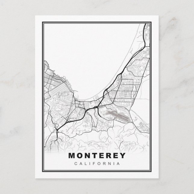 Cartão Postal Mapa de Monterey (Frente)