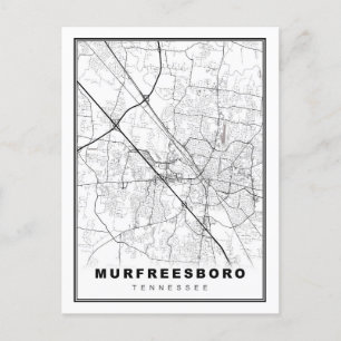 Cartão Postal Mapa de Murfreesboro