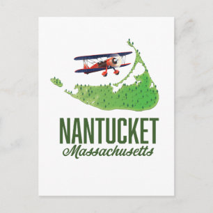 Cartão Postal Mapa de Nantucket Massachusetts
