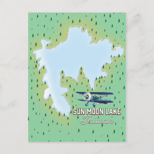 Cartão Postal Mapa de navegação do Lago Sol Lua Taiwan