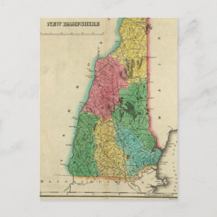 Cartão Postal Mapa De Nova Hampshire