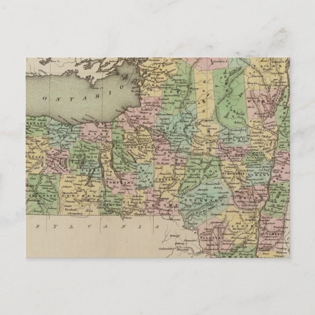 Cartão Postal Mapa de Nova Iorque (Frente)