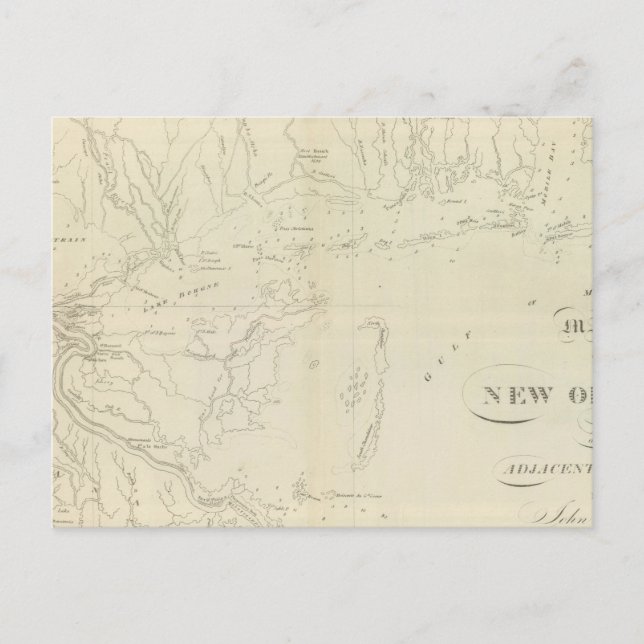 Cartão Postal Mapa de Nova Orleans (Frente)