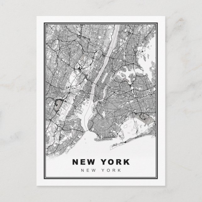 Cartão Postal Mapa de Nova York (Frente)