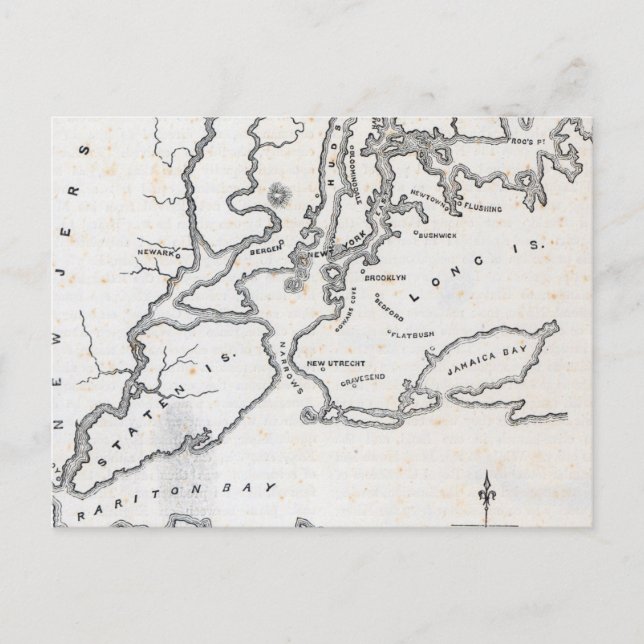Cartão Postal Mapa de Nova York e Arredores (Frente)