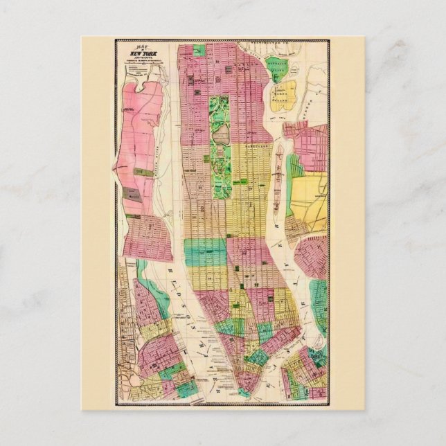 Cartão Postal Mapa de Nova York em Postal (Frente)
