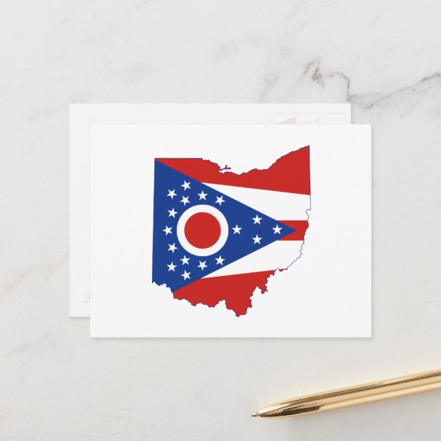 Cartão Postal Mapa de Ohio - Estrelas e faixas de Sinalizador do (Frente/Verso In Situ)