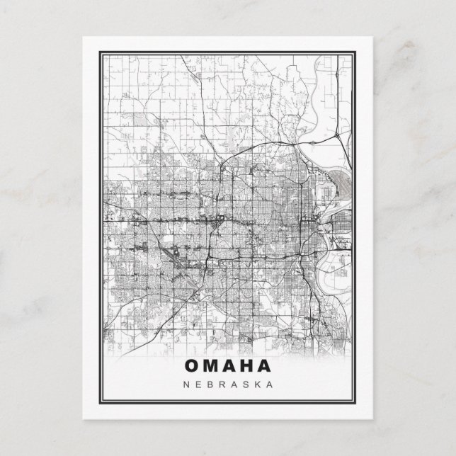 Cartão Postal Mapa de Omaha (Frente)