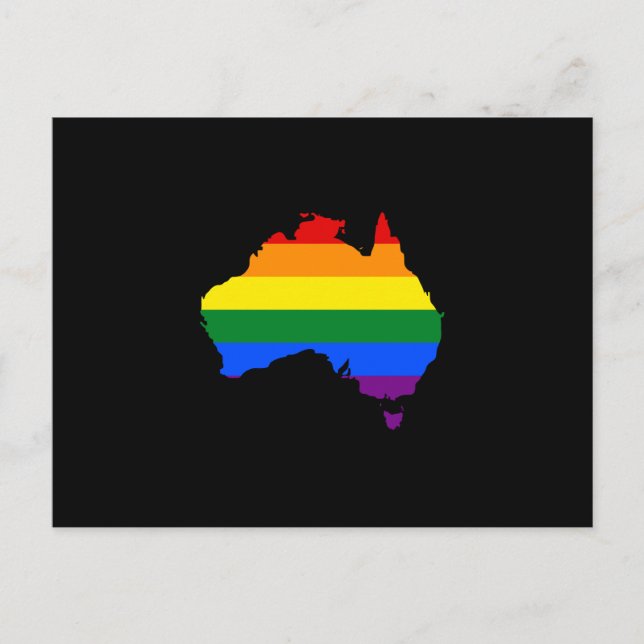 Cartão Postal Mapa de orgulho arco-íris LGBT da Austrália Postca (Frente)