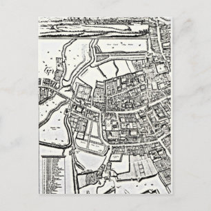 Cartão Postal Mapa de Oxford, Planilha Oriental de Loggan