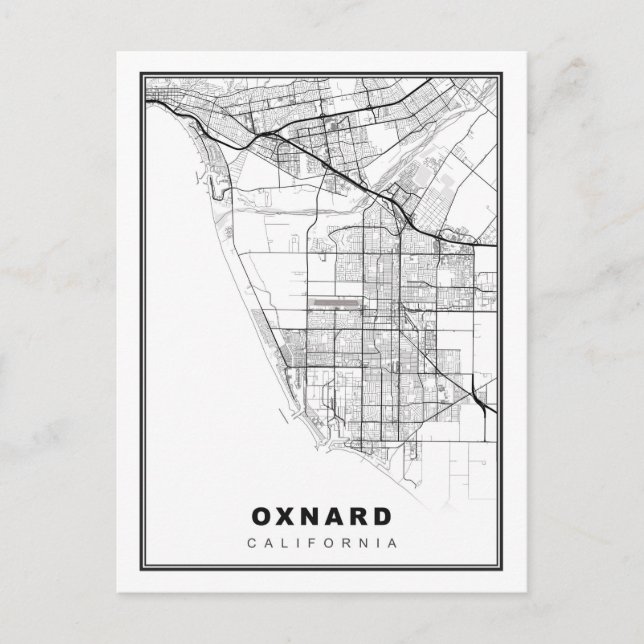 Cartão Postal Mapa de Oxnard (Frente)