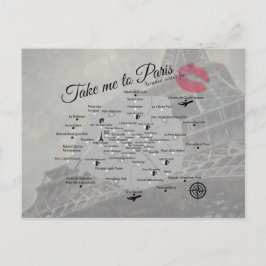 Cartão Postal Mapa de Paris