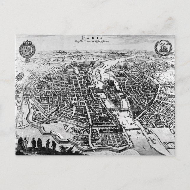 Cartão Postal Mapa de Paris, 1620 (Frente)