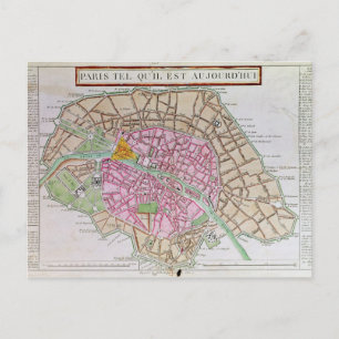 Cartão Postal Mapa de Paris, junho de 1800