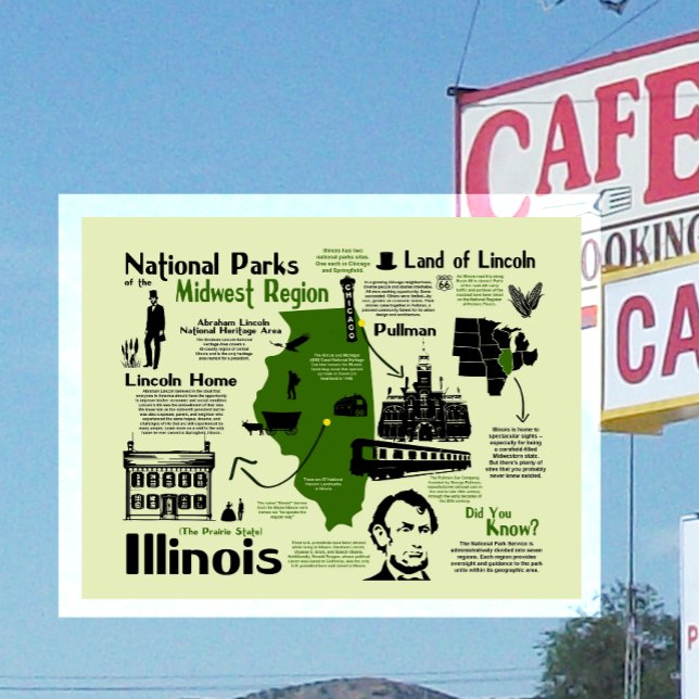 Cartão Postal Mapa de Parques Nacionais de Illinois (Criador carregado)