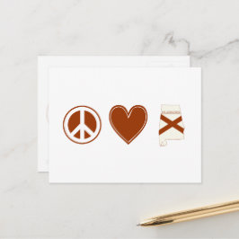 Cartão Postal Mapa de Paz para o Alabama modelado Sinalizador de