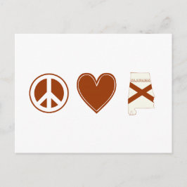 Cartão Postal Mapa de Paz para o Alabama modelado Sinalizador de