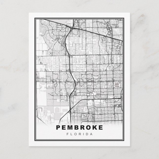 Cartão Postal Mapa de Pembroke Pines (Frente)