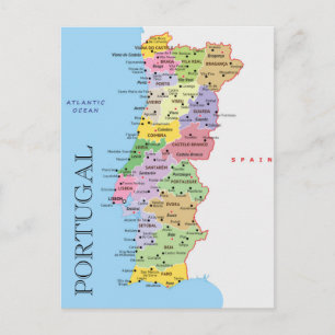 Cartão Postal Mapa de Portugal