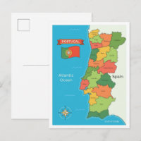 Mapa de Portugal Arte Viagem Vintage