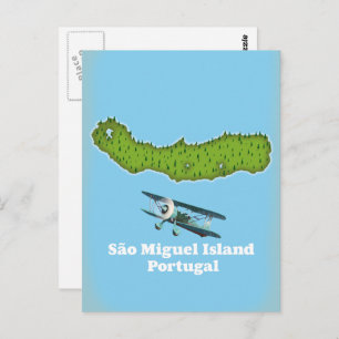 Cartão Postal Mapa de Portugal Ilha de São Miguel