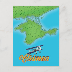 Cartão Postal mapa de poster de viagem estilo vintage da Crimeia