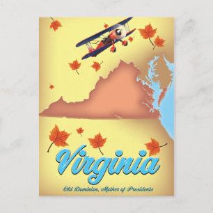 Cartão Postal mapa de pôster de viagem retrô do estado da Virgín