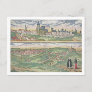 Cartão Postal Mapa de Praga, de Civitates Orbis Terrarum, por