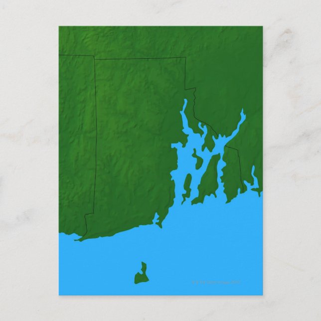 Cartão Postal Mapa de Rhode Island (Frente)