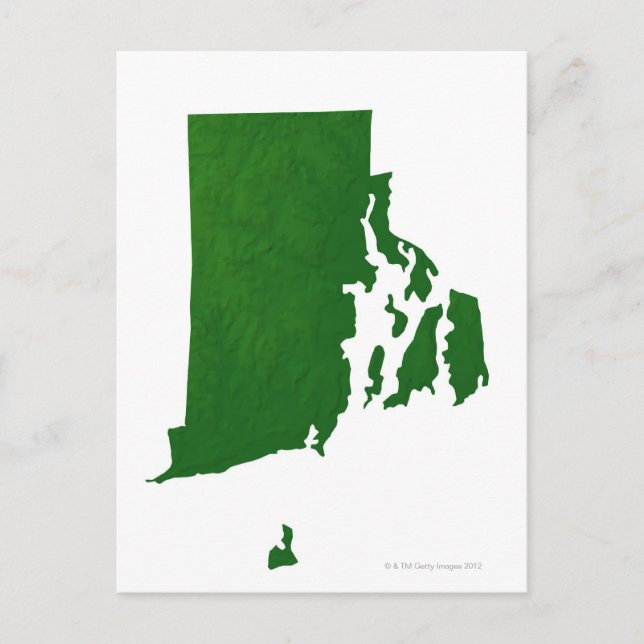 Cartão Postal Mapa de Rhode Island 2 (Frente)