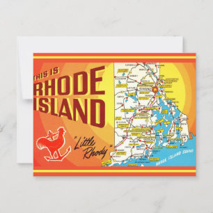 Cartão Postal Mapa de Rhode Island em cartão-postal