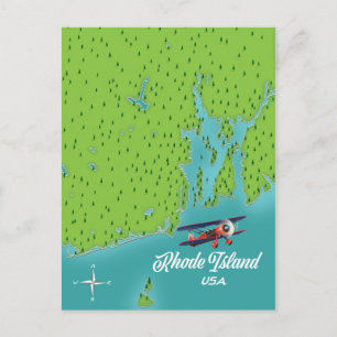 Cartão Postal Mapa de Rhode Island EUA