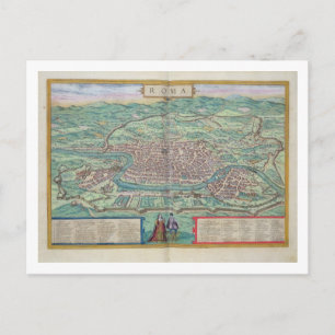 Cartão Postal Mapa de Roma, de Civitates Orbis Terrarum, por Ge