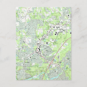 Cartão Postal Mapa de Roswell Georgia (1992)