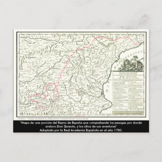 Cartão Postal Mapa de rota Don Quixote - Cervantes