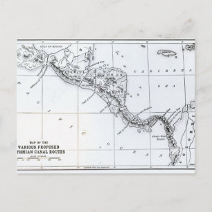 Cartão Postal Mapa de rotas do Canal de Isthmian propostas
